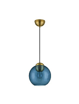 Dark Blue Glass Brass Gold Metal LED E27 1x12 Watt 100-240Volt IP20 Bulb Excluded D: 24 H: 184 cm
