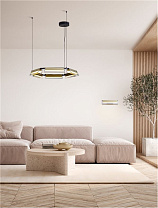 Triac Dimmable Sandy Black & Gold Metal Gray Glass LED 39 Watt 220-240 Volt 4822Lm 3000K IP20 D: 72 H: 150 cm