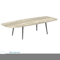 НИЗКИЙ ОБЕДЕННЫЙ СТОЛ STYLETTO 300X120CM АЛЮМИНИЕВЫЕ НОЖКИ АНТРАЦИТОВЫЙ КЕРАМИЧЕСКИЙ СТОЛ TRAVERTINO Royal Botania