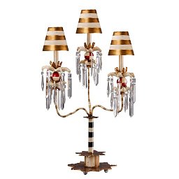 FB-BIRDLAND-TL3 Flambeau Birdland трёхрожковая настольная лампа с текстильными абажурами и декоративными подвесками
