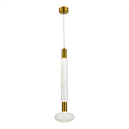 SL6117.213.02 ST-Luce Takke подвесной светильник с рифлёным стеклянным плафоном и золотистым обрамлением