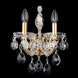ISABEL AP2 GOLD/TRANSPARENT Crystal Lux ISABEL двухрожковое настенное бра с декоративными подвесками и элементами из хрусталя