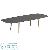 НИЗКИЙ ОБЕДЕННЫЙ СТОЛ STYLETTO 300X120CM НОГИ ИЗ ТИКА, КЕРАМИЧЕСКАЯ СТОЛЕШНЯЯ ЧЕРНАЯ Royal Botania