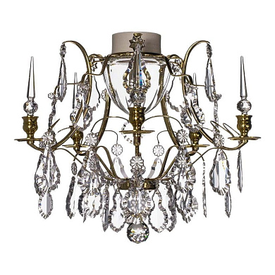 Brass Bathroom Chandelier with Crystal Pendeloques and Spears люстра Gustavian 404206237