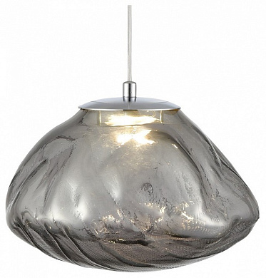 подвесной светильник с дымчатым стеклянным плафоном волнистой формы