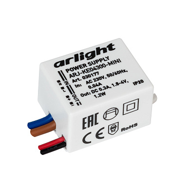 030177 Arlight LED драйвер ARJ-KE04300-MINI (1.2W, 300mA)