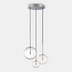 339696 Ideal lux Equinoxe подвесная люстра с тремя шарообразными стеклянными плафонами на круглой потолочной чаше