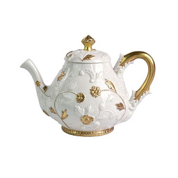0004642-402 Villari Taormina чайник с золотыми деталями и белым корпусом