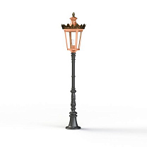 Louvre N° 8; one-piece clear glass E27 105W; Patined lacquered copper