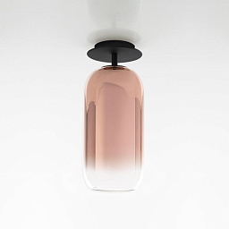 1413340A Artemide Gople потолочный светильник с вытянутым плафоном из стекла цвета розового золота