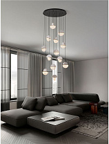 Triac Dimmable Clear & White Cloud Glass, White Marble, Brass Gold Metal, Matt Black Metal Base LED 72Watt 220-240Volt 5040Lm IP20 3000K D:78 H:300 cm