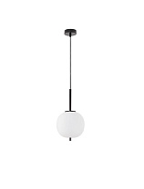 Opal Glass Black Metal Black Fabric Wire LED E27 1x5 Watt 100-240Volt IP20 Bulb Excluded D: 18.5 H: 120 cm