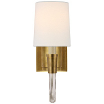 Vivian Single Sconce полированная старая латунь с льняным абажуром