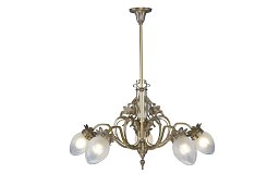 PP-217 Patinas lighting Lyon 5-рожковая латунная люстра в стиле модерн с литыми лилиями