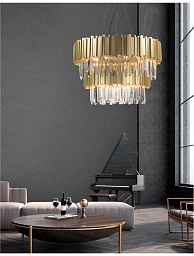 81091718 Nova Luce Baladona люстра с множеством вертикальных ламелей в золотистом корпусе