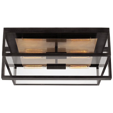 накладной потолочный светильник с прямоугольной металлической рамой и прозрачным стеклом