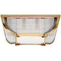 Perry Large Flush Mount натуральная латунь и стеклянные стержни с белым стеклом