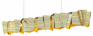 подвесной линейный светильник с декоративными элементами золотого цвета