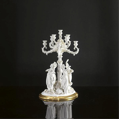 Bacchantes candelabra - 9 arms - white & gold канделябр, Villari