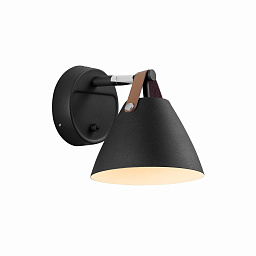 84291003 Nordlux strap настенный светильник черный с конусным плафоном и ремешком