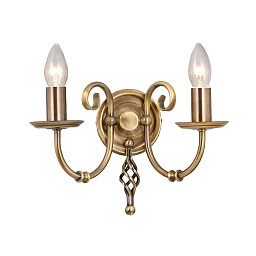 ART2-AGD-BRASS Elstead Artisan двухрожковое настенное бра классического стиля с изогнутыми рожками и открытыми лампами