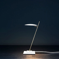 LEDERAM T1 - lampe de table/Disque blanc - tige or