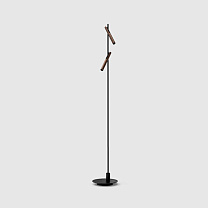 esprit double floor black, brushed bronze lamphead round base