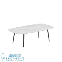 НИЗКИЙ ОБЕДЕННЫЙ СТОЛ STYLETTO 220x120CM, АЛЮМИНИЕВЫЕ НОЖКИ, БРОНЗОВАЯ КЕРАМИЧЕСКАЯ СТОЛЕШНИЦА BIANCO STATUARIO Royal Botania