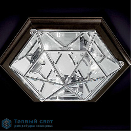 1053/3PL Cremasco Rilegato потолочный светильник с трёхсекционным стеклянным плафоном в бронзовой оправе