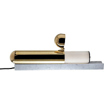 ISP - Lampe &agrave; poser/Corps laiton - socle marbre blanc