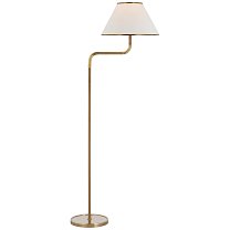 Rigby Medium Bridge Arm Floor Lamp мягкая латунь и натуральный дуб с льняным абажуром