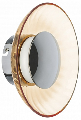 накладной потолочный светильник с розовым стеклянным плафоном хром