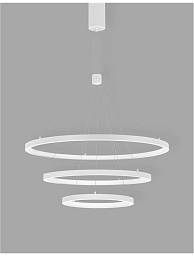 трёхъярусная подвесная люстра с кольцевыми LED-элементами на подвесах