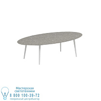 НИЗКИЙ ОБЕДЕННЫЙ СТОЛ STYLETTO 250X130CM, АЛЮМИНИЕВЫЕ НОЖКИ, БЕЛАЯ КЕРАМИЧЕСКАЯ СТОЛЕШНИЦА CEPPO DOLOMITICA Royal Botania