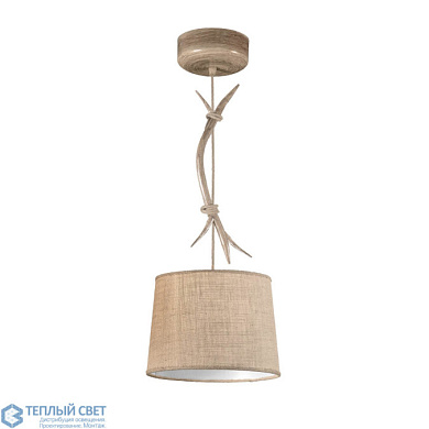 подвесной светильник с тканевым цилиндрическим абажуром в коричневом оттенке на шнуре
