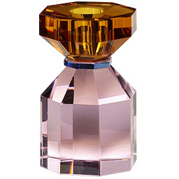 340907 Hubsch Gem подсвечник стеклянный гранёный розово-оранжевой гаммы