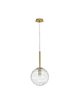 Clear Structured Glass Brass Gold Metal LED E27 1x12 Watt 100-240Volt IP20 Bulb Excluded D: 25 H: 200 cm