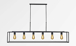 HENOUTMIRE 6 + OUSERMAATRE MEDIUM Davidts lighting Henoutmire подвесной линейный светильник с шестью декоративными лампами в металлическом каркасе