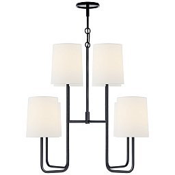 BBL5081C-L Visual Comfort Go lightly подвесная люстра с несколькими тканевыми абажурами на каркасе цвета угля