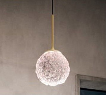 SOSPENSIONE 20W 3000K OTTONE  SATINATO- SFERA ROSA