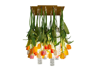FLOWER POWER TULIP SQUARE Светодиодный потолочный светильник из муранского стекла VGnewtrend