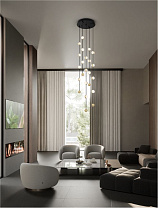Triac Dimmable Matt Black & Gold Aluminium & Acrylic LED 64 Watt 220-240 Volt 4708Lm 3000K IP20 D:38 H:200 cm