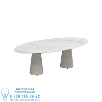 СТОЛ CONIX ELLIPSE 250X130 НОЖКИ БЕТОН ЦЕМЕНТ СЕРЫЙ - СТОЛЕШНИЦА СТОЛА CERAMIC BIANCO STATUARIO Royal Botania