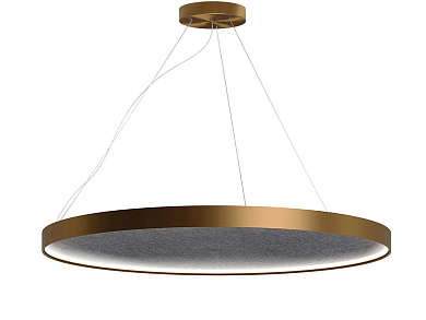 подвесной светильник с акустическим диском в золотистой окантовке