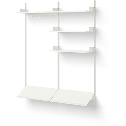 41963 New Works New Works Shelving System настенная стеллажная система с тремя белыми полками и верхней перекладиной