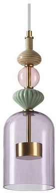 подвесной светильник с пятью плафонами разного цвета бронза