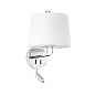 24033-01 MONTREAL CHROME WALL LAMP WITH READER WHITE LAMPSH настенный светильник Faro barcelona