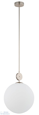 одноламповый подвесной светильник с матовым шаровым плафоном на длинной штанге
