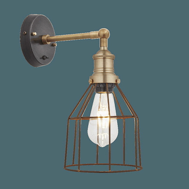 Brooklyn Rusty Cage Wall Light - 6 Inch - Cone настенный светильник Industville BR-WCWL6-R-CN