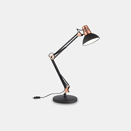 061191 Ideal lux Wally настольная лампа с регулируемым кронштейном и металлическим отражателем черного цвета